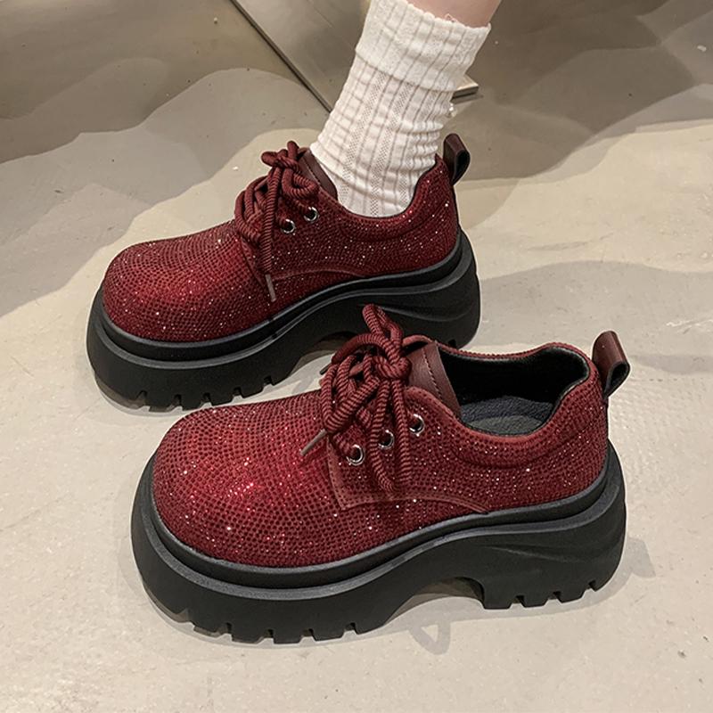 Ballerinas Damen Sportschuhe Bling Schnürer Plateau Sneaker Kristall Loafer Schuhe 2025 Herbst Designer Zapatillas De Mujer