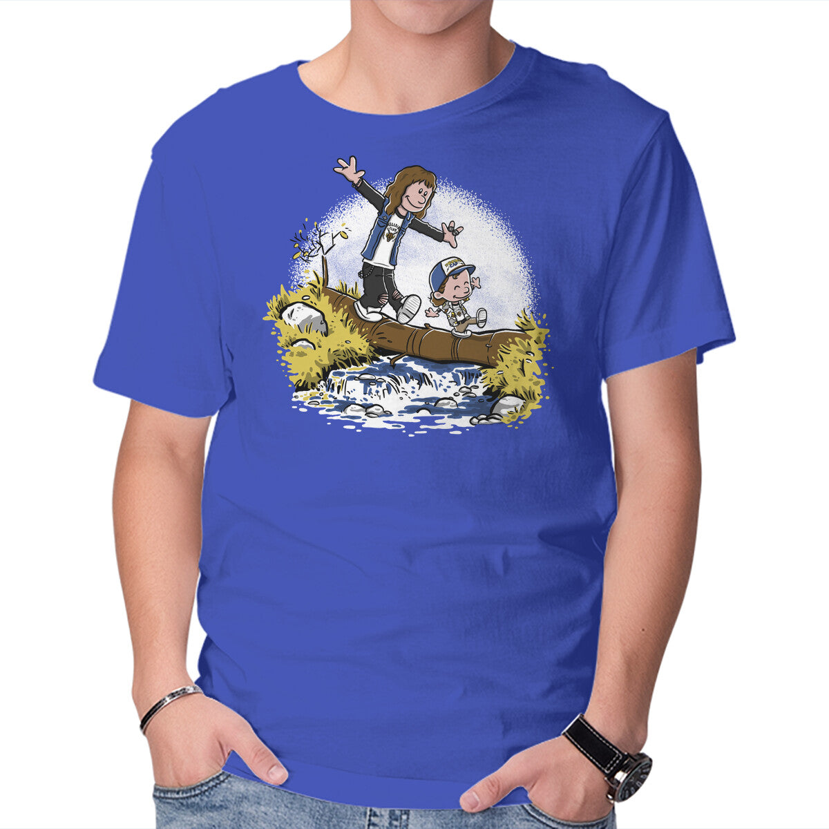 Unisex Crew Neck T-Shirt Eddie and Dustin Graphic Short Sleeve Casual Tee M