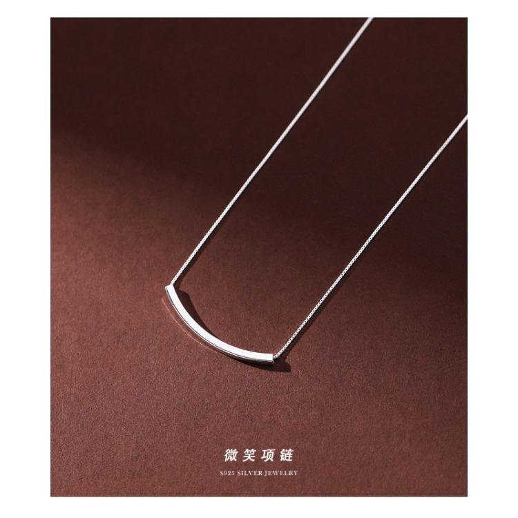 S925 Sterling Silver Necklace Simple and Fashionable Square Tube Chain Women's Chain Necklace