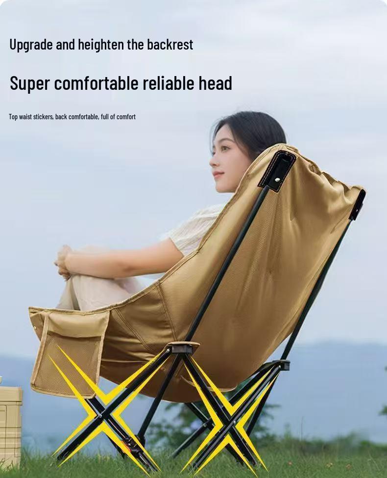 Outdoor Folding Recliner Chair with Leg Rest and 4-Position Adjustable Cotton Seat for Camping and Picnics