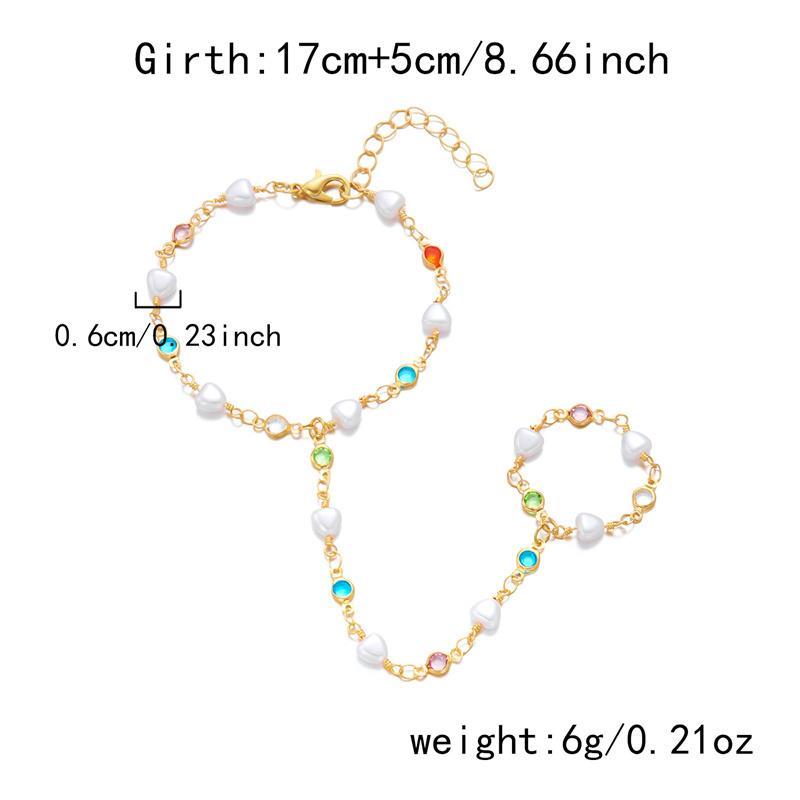 Dainty Hand Chain Bracelet Ring Handmade Imitation Pearl Beads Link Chains Connecting Bracelets Hand Jewelry for Women Gift