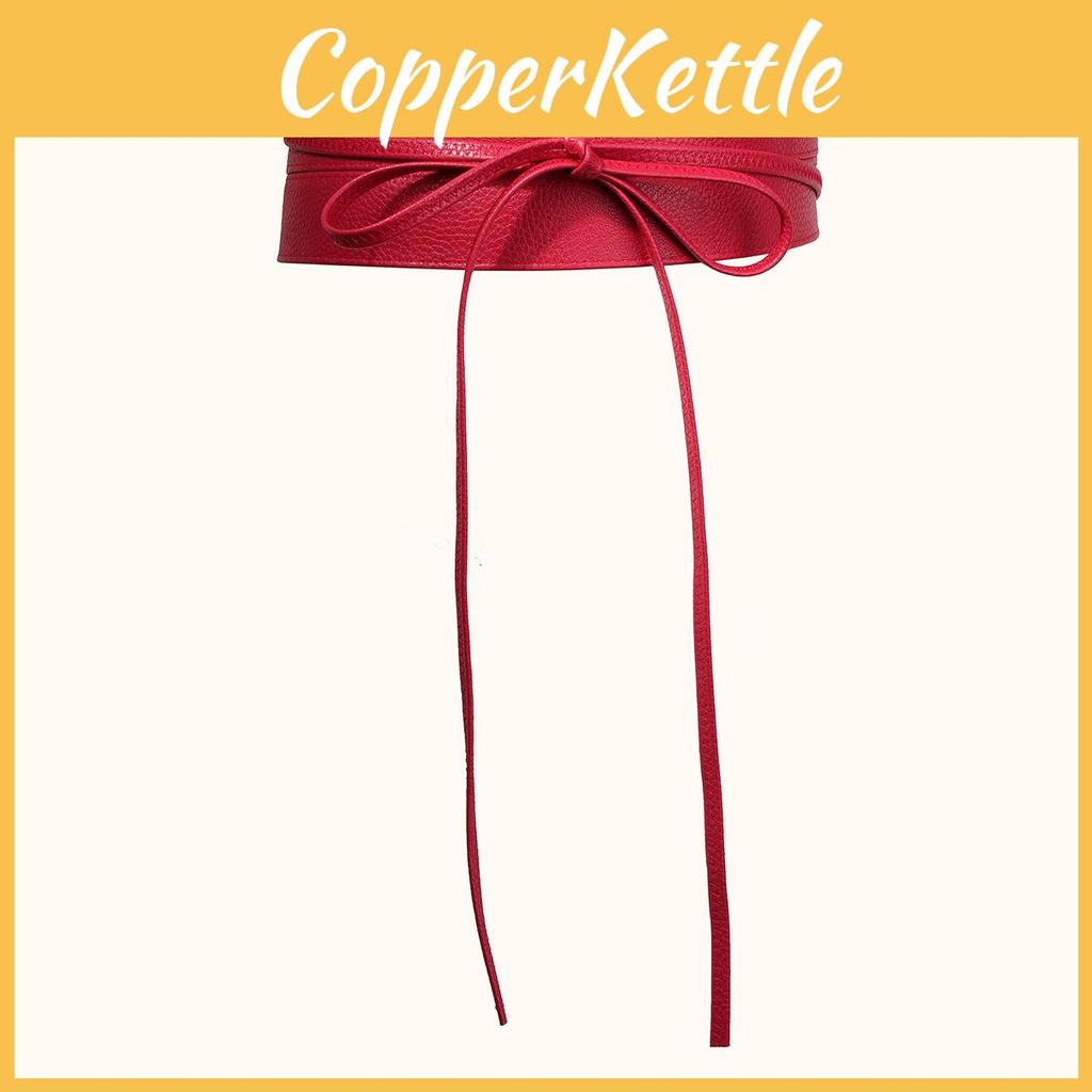 Fashionable Large Width Faux Leather Waist Belt With Bow Decoration For Dress Wear