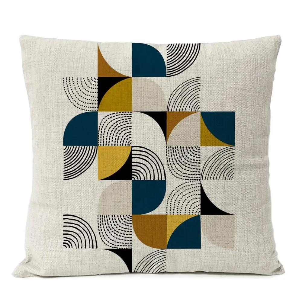 Home Decorative Throw Pillow Rustic Geometric Floral Pillow Cover Multicolor Flower Pillow Case Sofa Cushions 4545cm