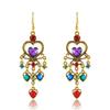Bohemian Drop Dangle Heart Earrings For Women Vintage Rhinestone Acrylic Gold Color Ethnic Boho Jewelry Earings Pendientes Mujer