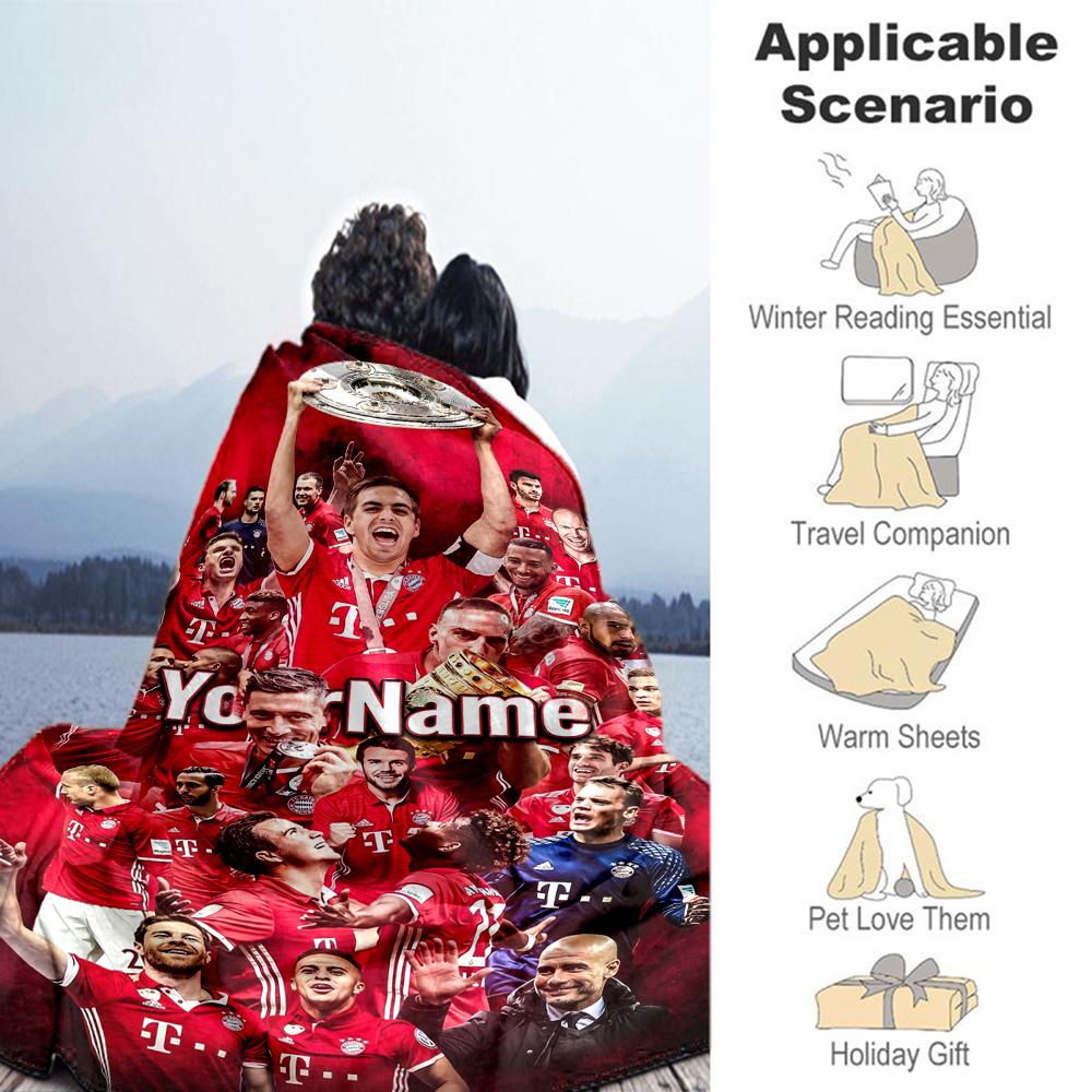 Bayern Munich Personalized Text Blanket Multi-purpose Personalized Blanket Comfortable for Home Decor Couch Picnics Office for All Occasions