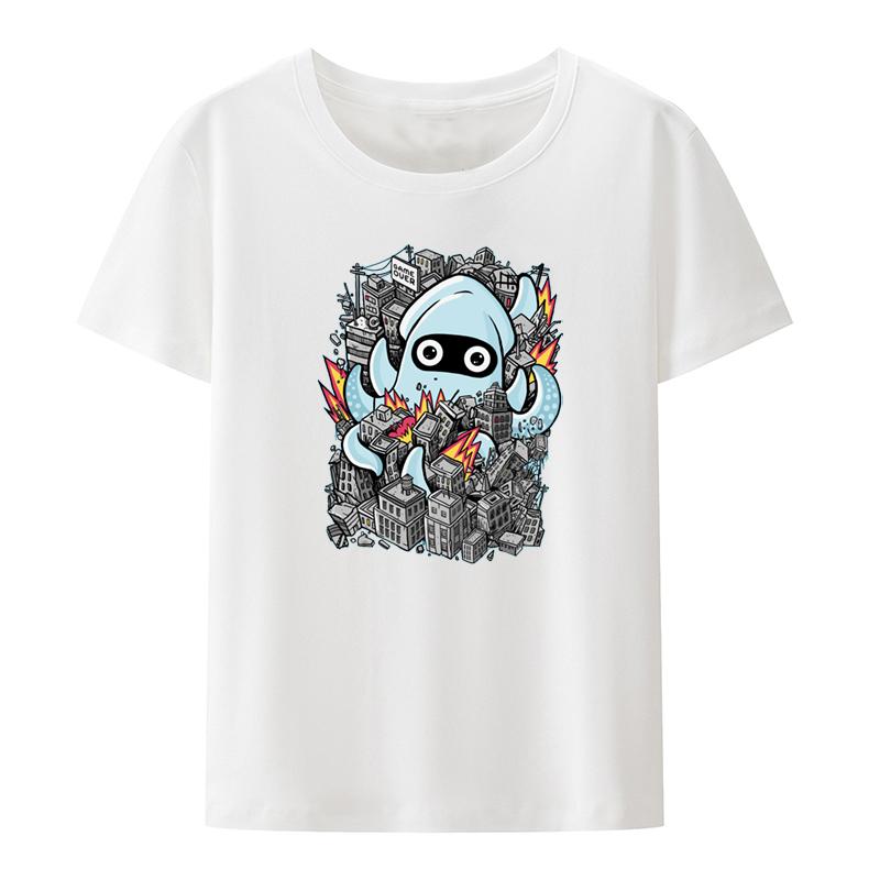 Tentacle Attack Graphic Tshirt Funny Printed Tee Top Creative Summer Clothes For Unisex Clothing Street Fashion Leisure Blouse Tops