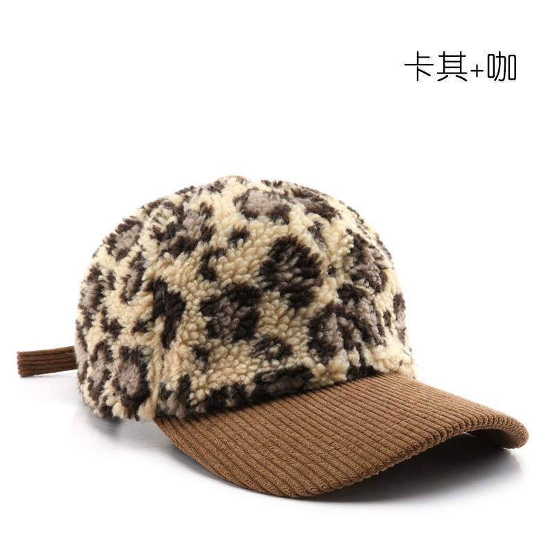 

Autumn and winter personalized color matching leopard print baseball cap outdoor travel warm cold shade cap