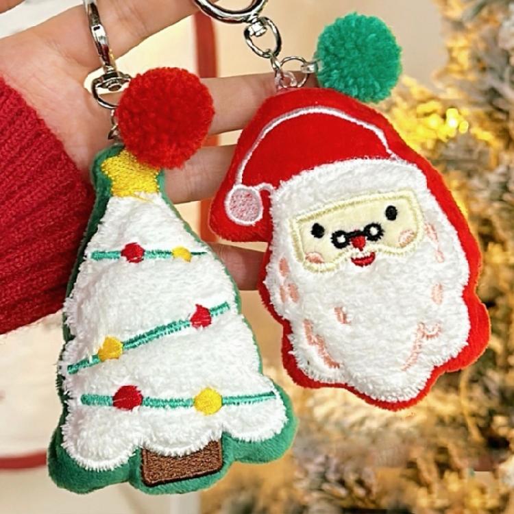 Lovely Santa Cartoon Plush Toy for Kids Keychain Christmas Tree Cartoon Santa Soft Charm Stuffed Reindeer Toy