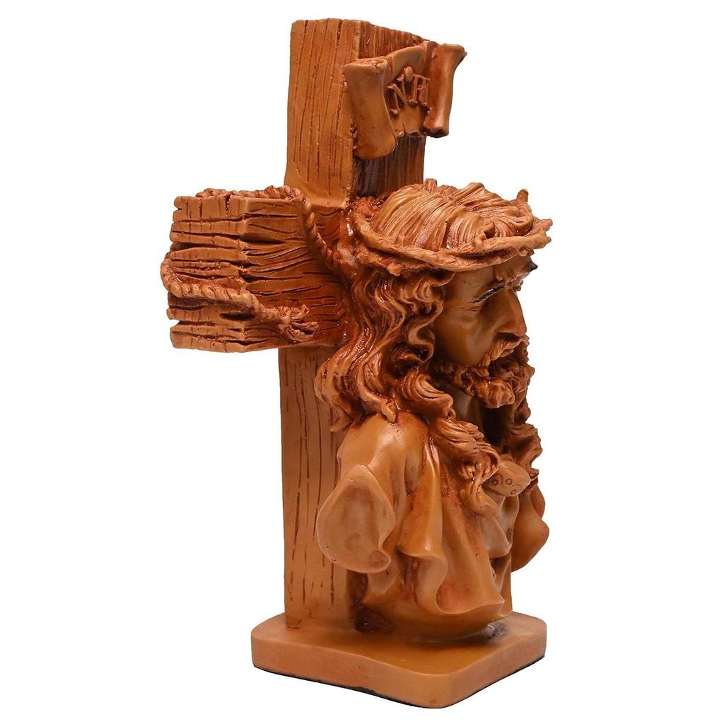 Resin Jesus Christ Idol Perfect for Housewarming, Drawing Room, Gifting and Decoration, Brown 8 Inch