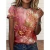 Daily Versatile Flower Women's Printed Crew Neck Top Short Sleeve Casual T-Shirts Women’s