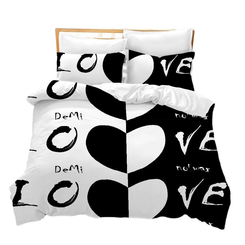 Black White Couple Cat Beddings-set Double Duvet Cover+Pillowcases Queen/King Size Love 2pcs/3pcs Mr,mrs Beard Duvet Cover Set