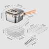 Durable Stainless Steel Frying Pan Square Shape with Basket Cooking Pot Non-Stick Camping Cookware Set Camping