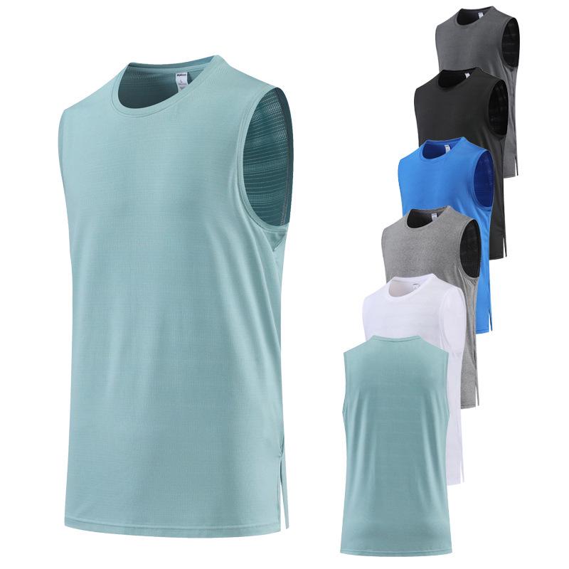 Men's Quick-Dry Sports Vest 2023: Summer Solid Color Round Neck for Running, Fitness & Basketball