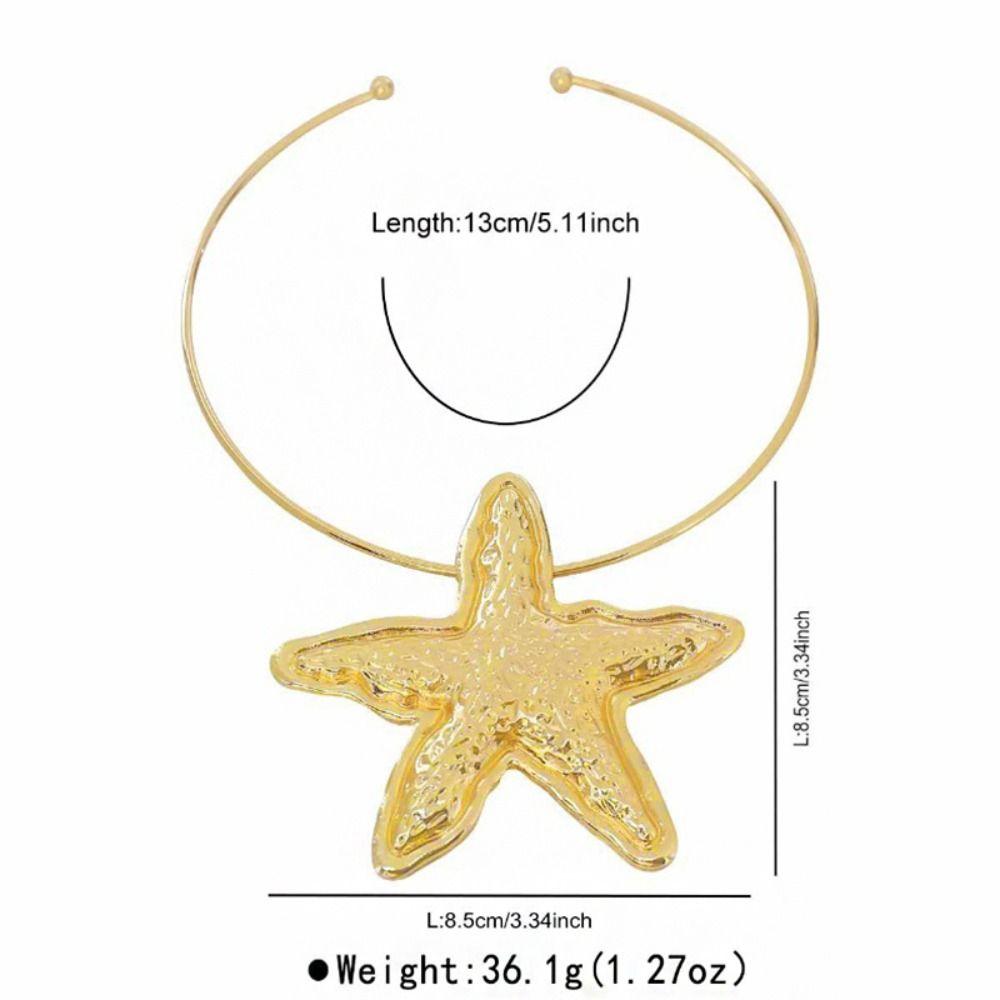 Silber Geometrischer Runder Kragen Anhänger Gold Schmuck Mode Seestern Anhänger Metall Choker Damen