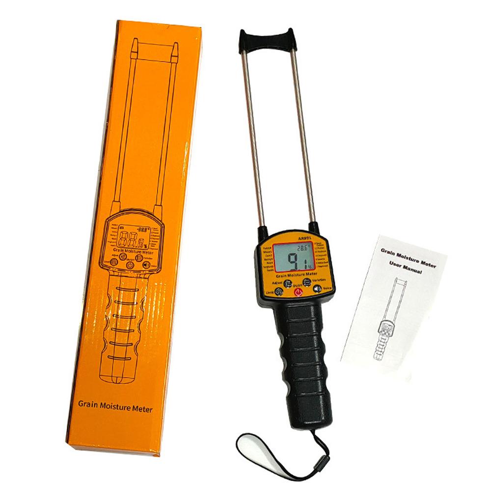 Handheld Grains Moisture Meter for 14 Kinds Grains Corn Wheat Sorghum Rice Peanut Grain Humidity Tester LCD Moisture Detector