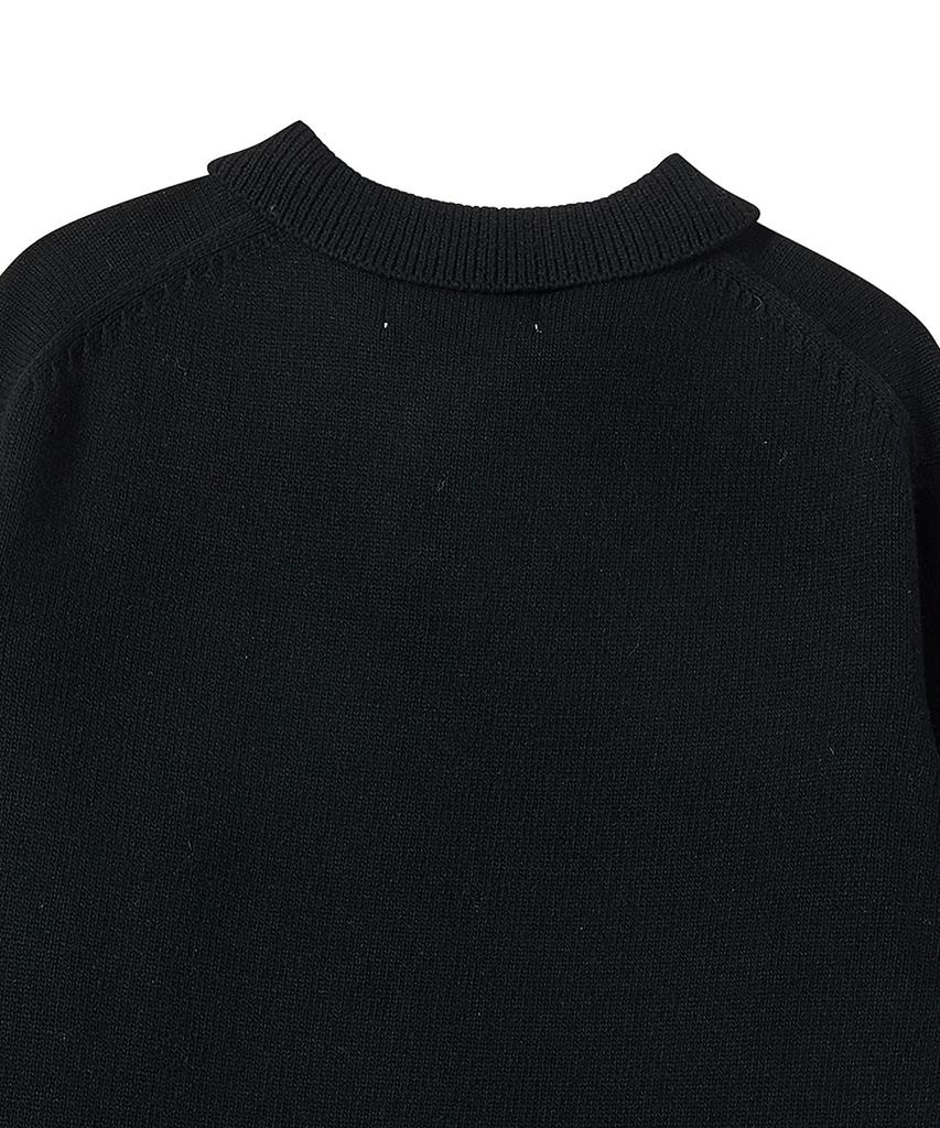 BEYOND CLOSET [Collection Line] Heritage Polo Wool Knit Black