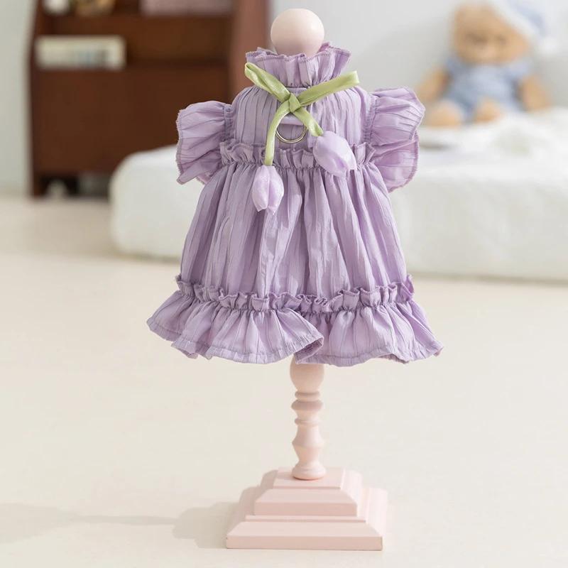 

Dog Sweet Tulip Pleated Dress Cat Puppy Spring and Summer Princess Style Dresses Pet Bichon Teddy Bear Clothes Pink Purple XS（old） фиолетовый