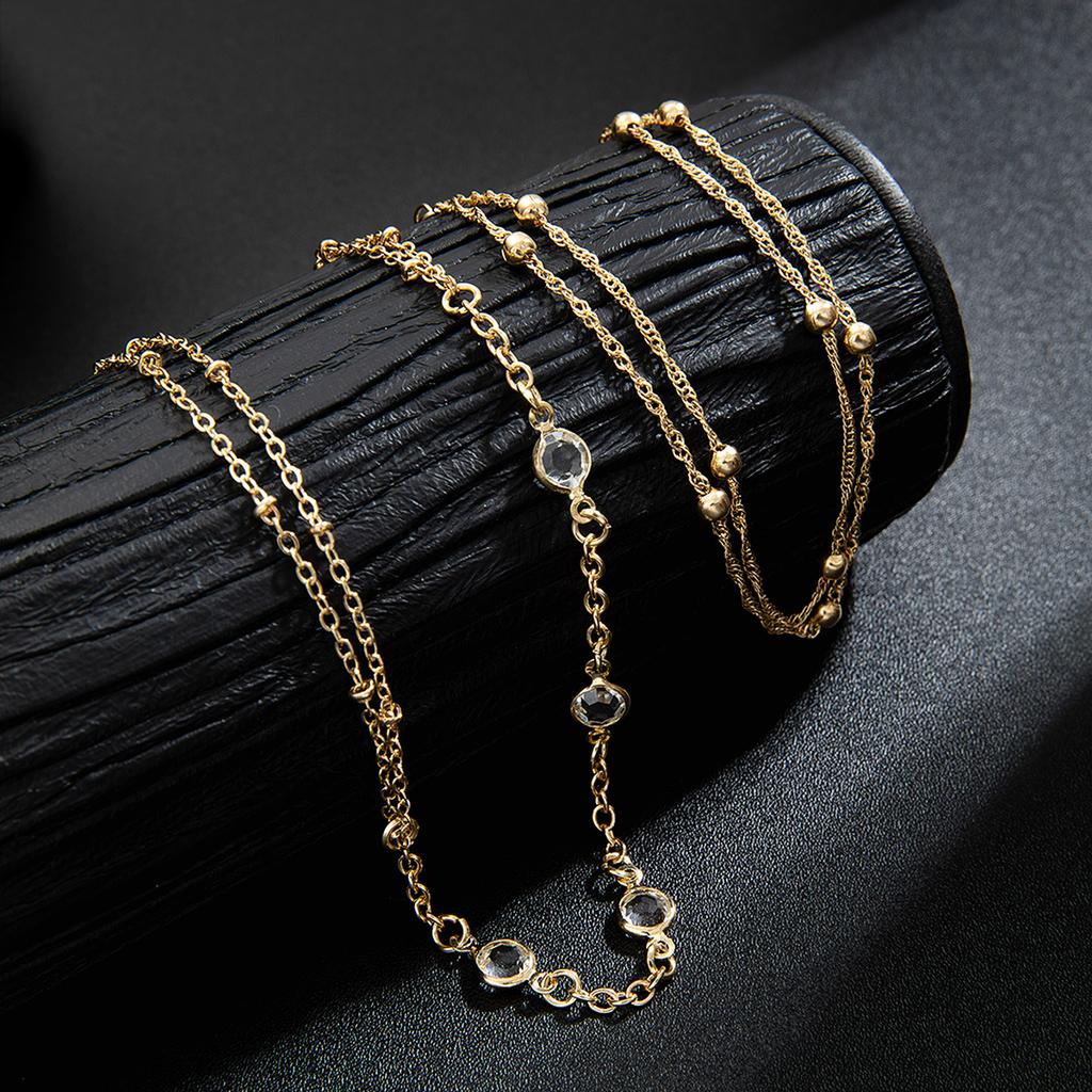 2 Fashionable and Minimalist Glass Buckle Chains, Toe Chains, Multi-layer Layered and Sexy Women's Beach Ankle Chains