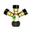 3 Way Propane Tank Y Splitters Adapter Brass Construction With Pressure Gauge Safety Shut Off Valves For Multiple Appliance Connection