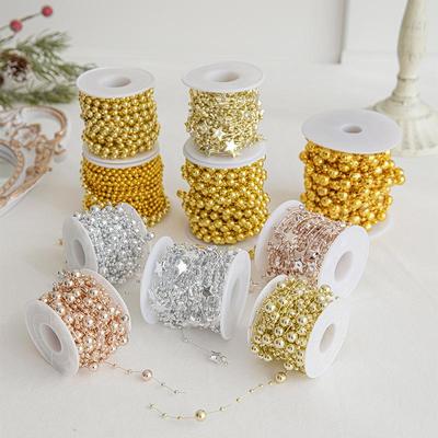 New Christmas Bead Garland Gold Christmas Tree Decor Plated Beads DIY Materials Ornaments for Holiday Scenes