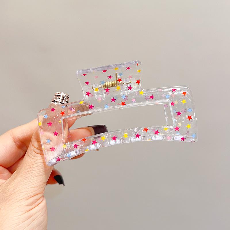 Transparent Square Print Shark Hair Clip for Women - Updo Accessory