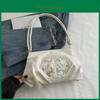 Chinese Style Silver Shoulder Bag With Pu Material And Zipper Closure For Daily Use