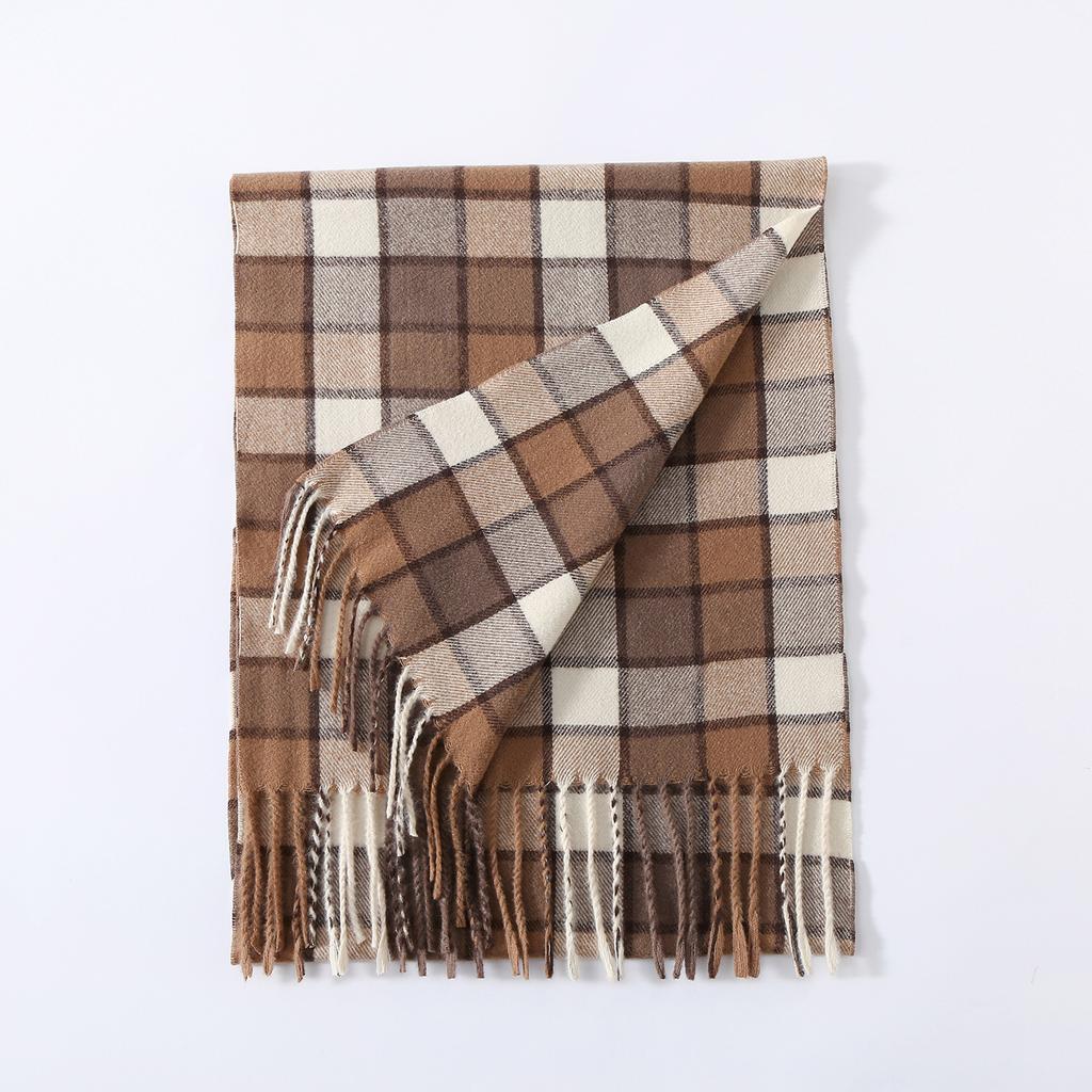 Plaid Scarf Men's Autumn and Winter Classic Trendy Earth Color Warm Versatile Imitation Cashmere Scarf for Boyfriend