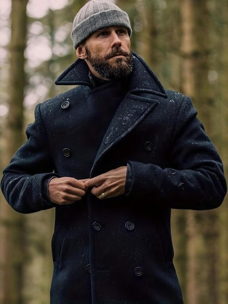 High-Quality Men's British Style Mid-Length Wool Coat - Autumn/Winter