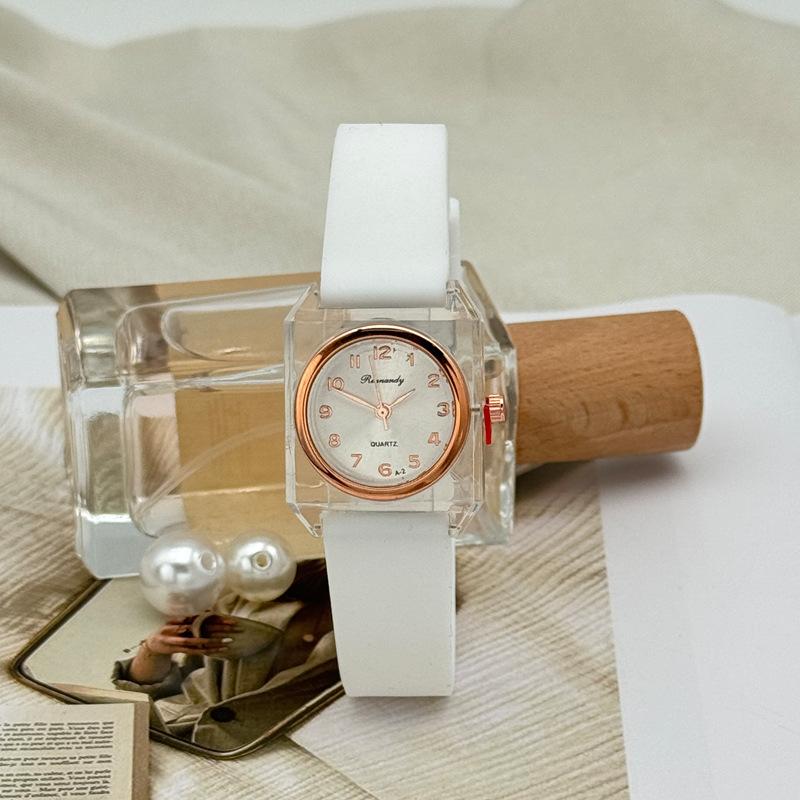 JYL Women's Watch Square Digital Student Casual Silicone Strap