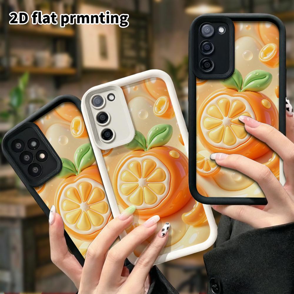 Phone case: 2D flat, suitable for Samsung Galaxy A34 A35 M05 M06 S20 S22 S21 FE Plus 5G protective case, cartoon orange, perfect Christmas and Hallowe