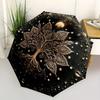 1pc Golden Mandala Automatic Open/Close Umbrella, Portable Folding Umbrella for Travel, Themed Events, It is suitable as a gift for various festivals,