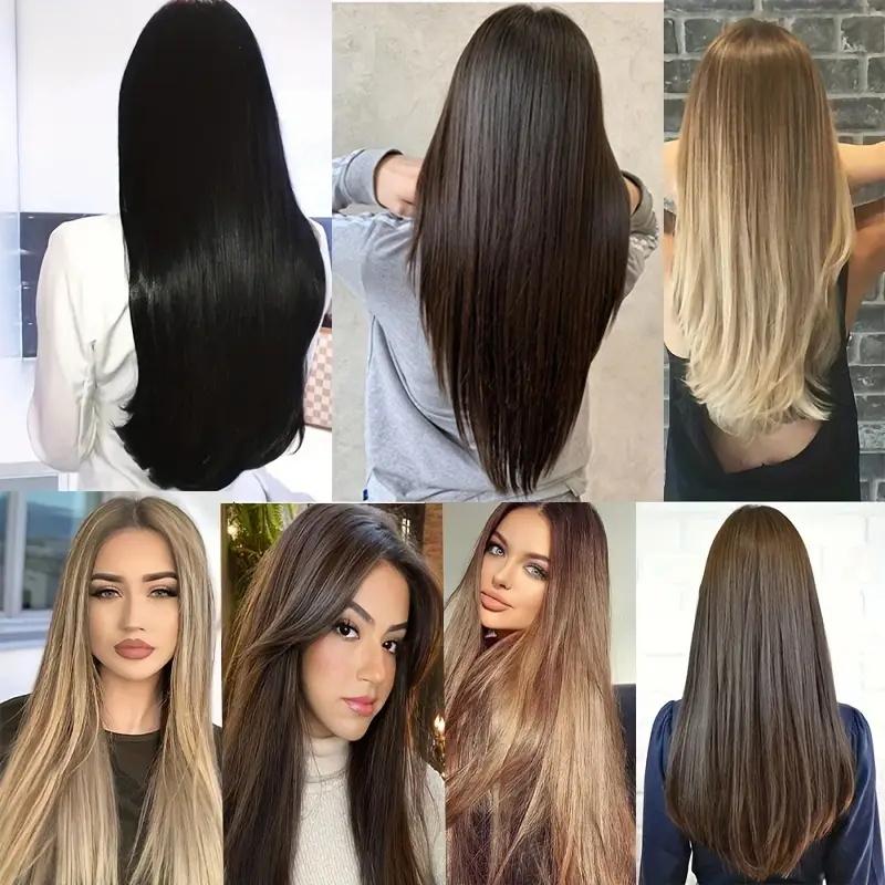 Synthetic 6pcs/set Long Straight Clip-in Hair Extension Invisible Seamless Extension Black Brown Hairpiece for Women 2028