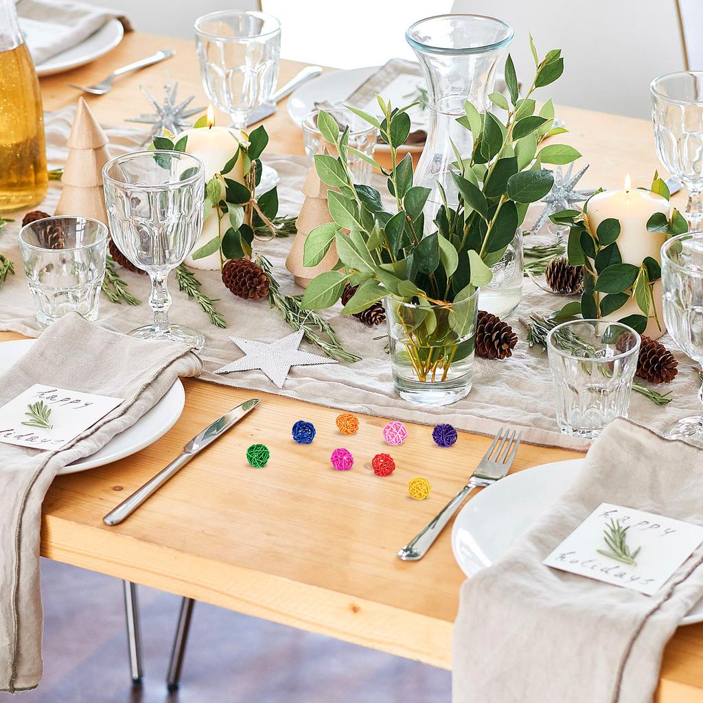 50 uds. Bolas de Ratán Aromaterapia Decoraciones Navideñas Naturales de Madera Relleno para Jarrones Proyecto de Manualidad Adorno de Boda Colgante para Fiesta