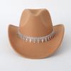 Sparkling Western Cowboy Hat Rhinestone Decoration Top Hat Elegant Felt Fedora Hat  Women