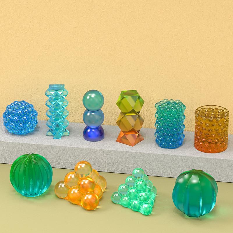 Stampo per candele in silicone con sfera a bolle geometriche multi-stile, lanterna sferica, in resina epossidica di cristallo, per sapone, gesso, cioccolato, decorazione