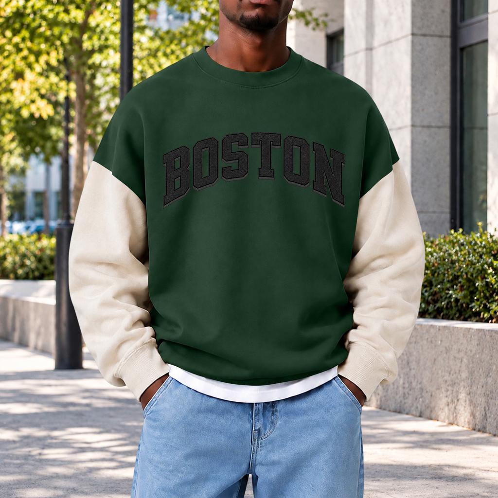 Men's Fashion Crewneck Sweatshirt, Casual Pullover Top for Everyday Wear