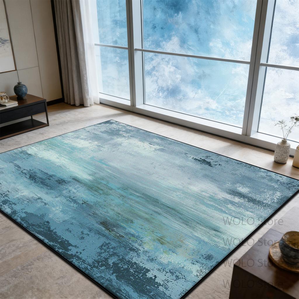 Vintage Blue abstract Carpet Luxury Living Room High-end washable Rug Bedroom Bed End Anti-slip Customizable Floor Mat Office