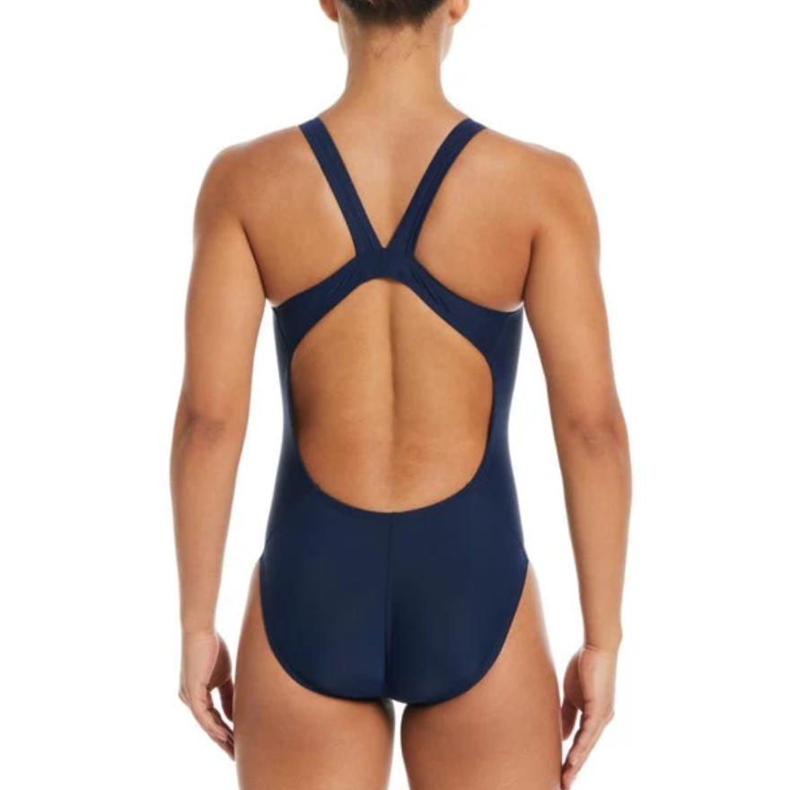 Nike Solid Color Casual Sleeveless One-Piece Swimsuit Women swimsuit Navy-Blue NESS8370-440
