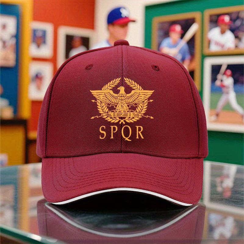 1 Pieza Gorra de Béisbol Ligera Nueva para Verano y Otoño para Hombres y Mujeres, Transpirable Negra con Estampado SPQR Romano, Gorra de Fiesta