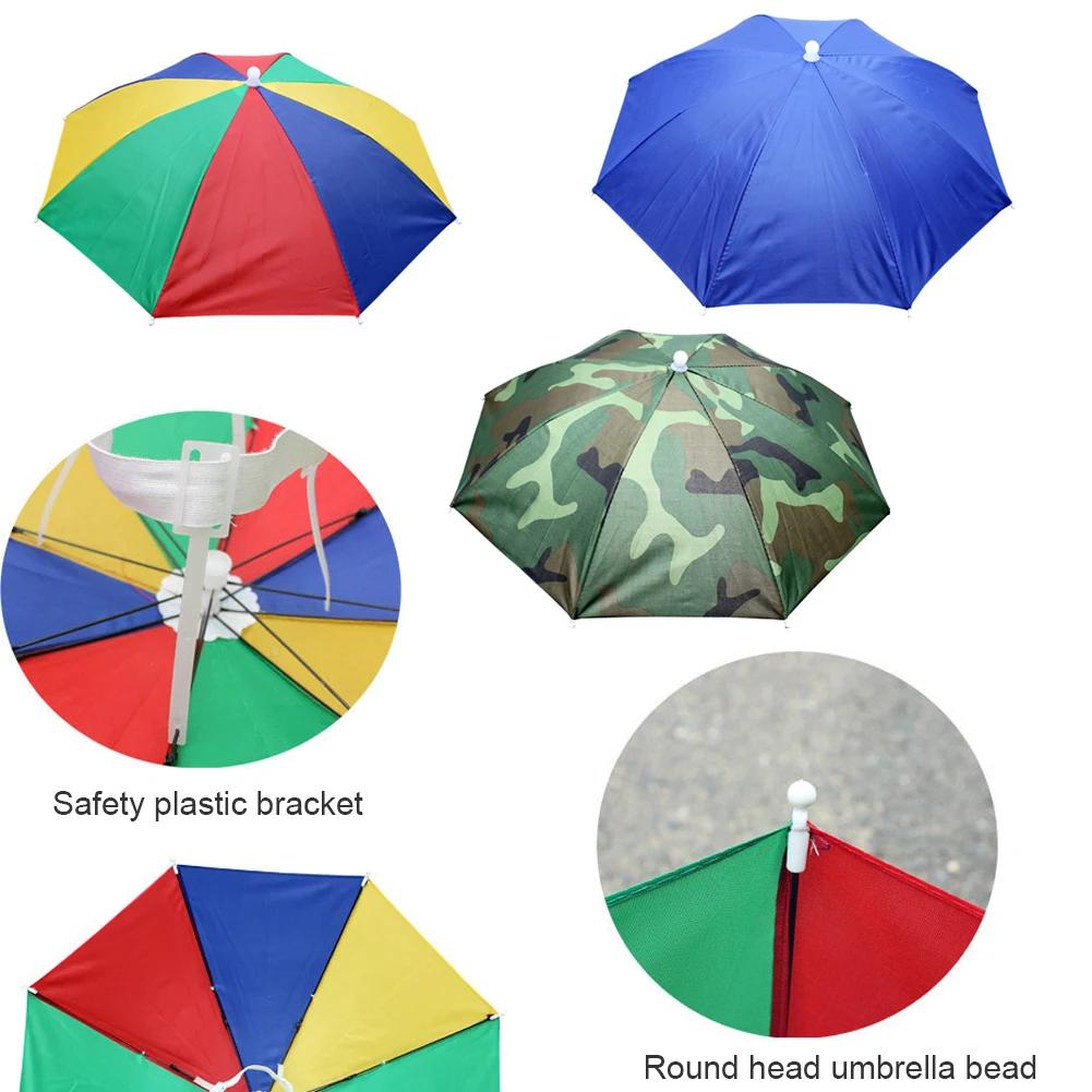 Rain Umbrella Hat Outdoor Portable Rain Umbrella Hat Foldable Sun Shade Waterproof Camping Fishing Headwear Cap Beach Head Hat