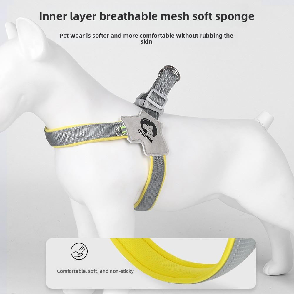 Adjustable Polyester Dog Chest Harness With Glow Reflective Strips For Safe Night Walks