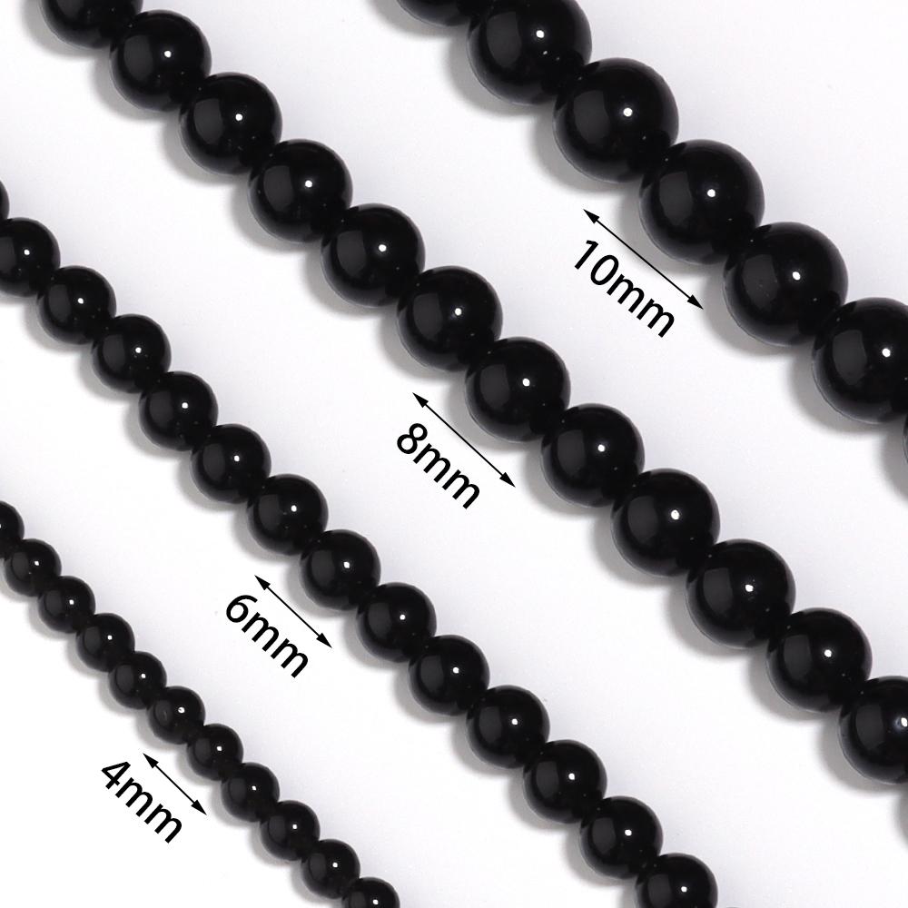 

4/6/8/10mm Natural Stone Beads Black Obsidian Beads Round Loose Spacer Bead For DIY Jewelry Making Bracelet Wholesale 4MM (90Pcs) чёрный