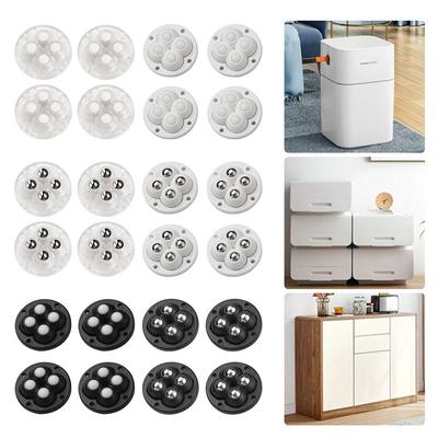 4pcs Pulley Furniture Casters Wheels Mute Ball 4 Beads Universal Wheel 360° Rotation Self Adhesive Type 4-ball Pulley Furniture