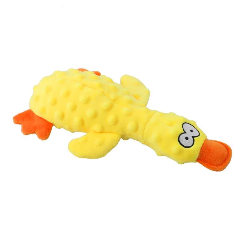 Cute Plush Duck Squeaky Dog Toy with Sound Stuffed Animal Chew Rope Teeth Cleaning Pet Accessories
