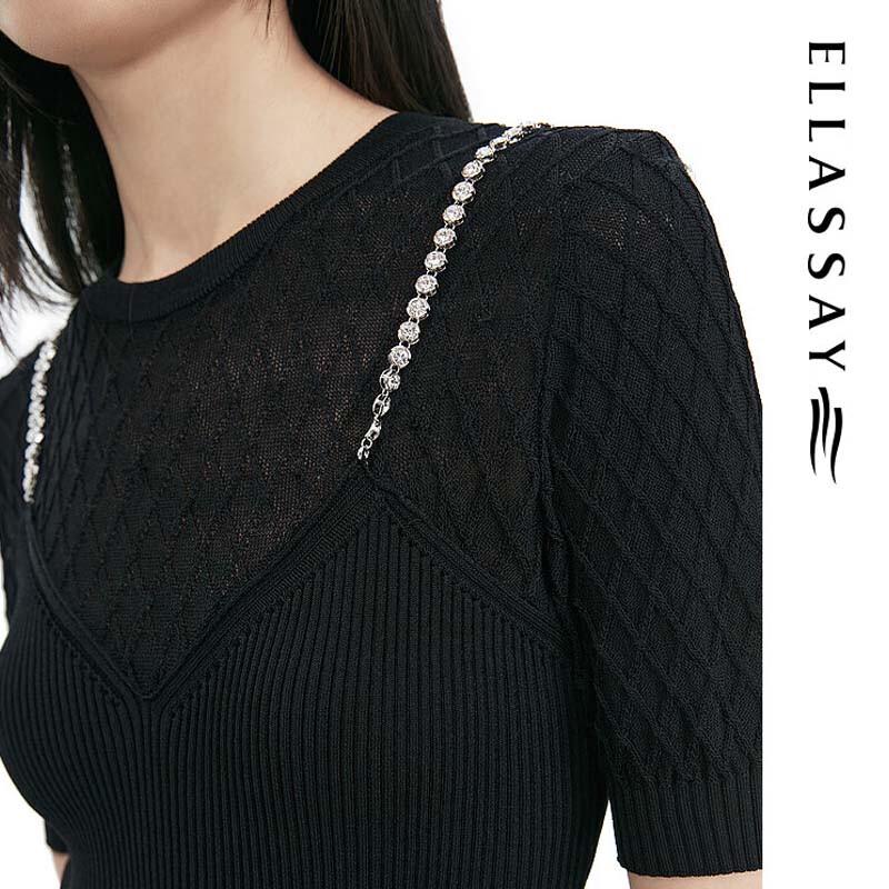 ELLASSAY Women's Chic Faux Two-Piece Knit Sweater