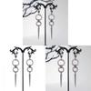 Geometric Punk Rock Stud Earrings With Black Nickel Finish For Women