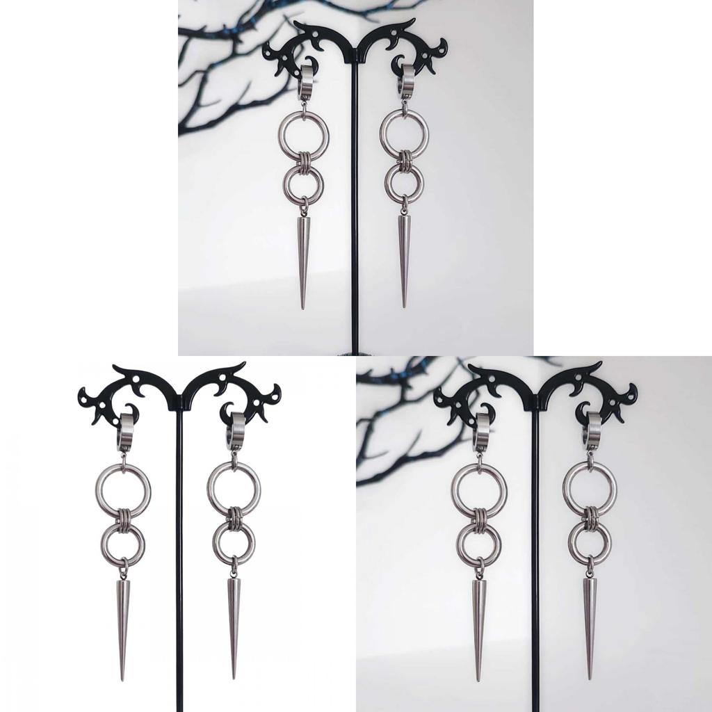 Geometric Punk Rock Stud Earrings With Black Nickel Finish For Women