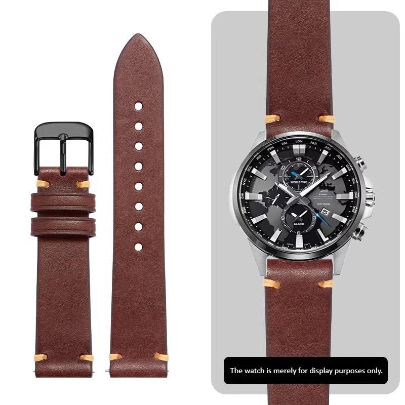22mm 23mm high-quality genuine leather watch strap For Casio EDIFICE EFR-552D/539/303 EFV-650D MDV-107D Men's Cowhide watchband