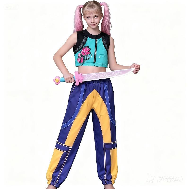 Rumi Zoey Mira Demon Hunter Cosplay Costume Full Set for Kids Girls Anime Kpop Halloween Party Stage Performance Outfit cosplay