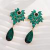 Elegant Alloy Drop Earrings For Women With Flower Shape And Rhinestone Detailing For Gift Giving